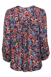 Current Boutique-Joie - Multicolor Floral Silk Tie-Front Blouse Sz M