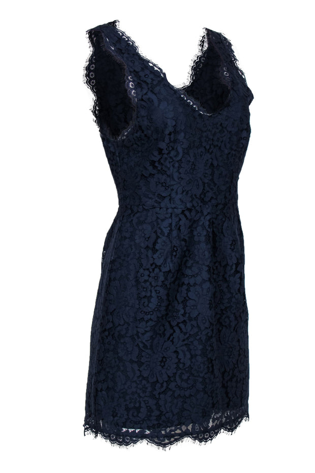 Current Boutique-Joie - Navy Floral Lace Sleeveless Fit & Flare Dress Sz S