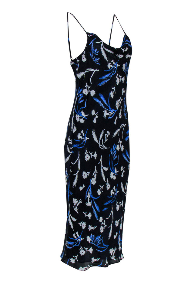 Current Boutique-Joie - Navy Floral Print Sleeveless Midi Dress Sz M