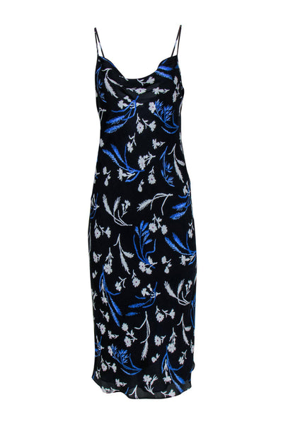 Current Boutique-Joie - Navy Floral Print Sleeveless Midi Dress Sz M