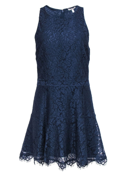 Current Boutique-Joie - Navy Lace “Adisa” Cocktail Dress w/ Ruffled Hem Sz 8