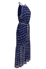 Current Boutique-Joie - Navy Patterned Maxi Dress w/ Tie Belt Sz M