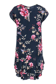 Current Boutique-Joie - Navy & Pink Floral Print Silk Drop Waist Dress Sz S
