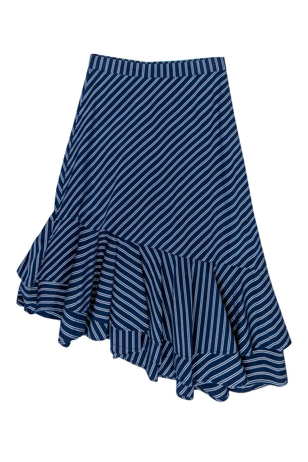 Current Boutique-Joie - Navy Striped Ruffle Hem Skirt Sz 2