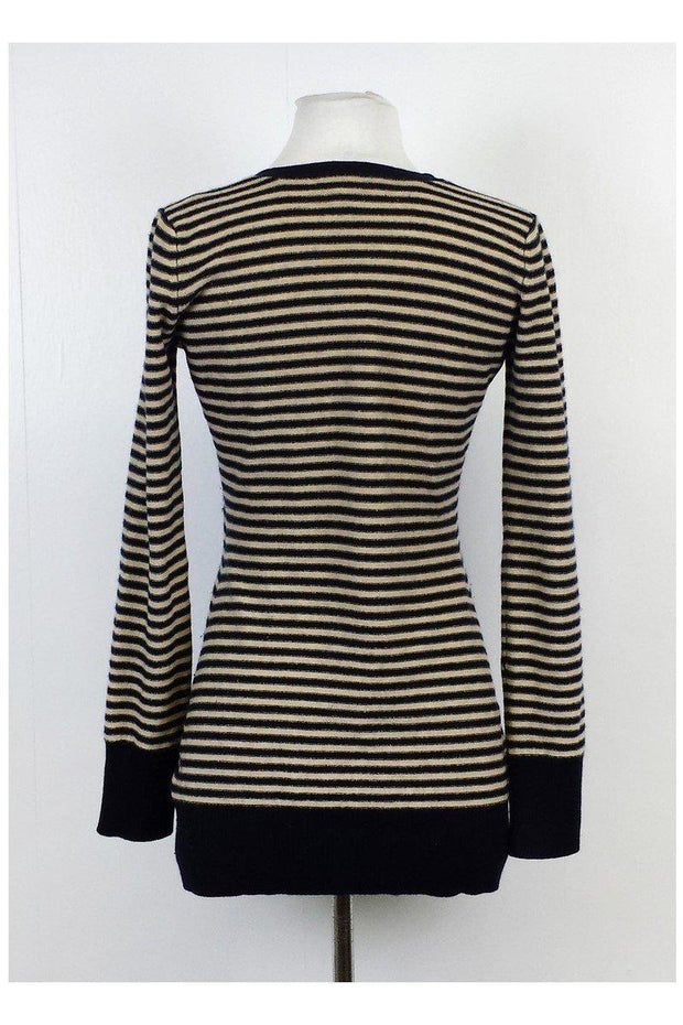 Current Boutique-Joie - Navy & Tan Striped Cashmere Sweater Sz XS