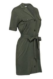 Current Boutique-Joie - Olive Green Utility-Style Belted Mini Dress Sz S