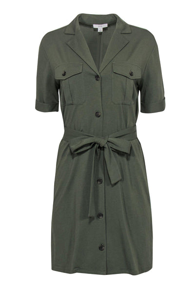 Current Boutique-Joie - Olive Green Utility-Style Belted Mini Dress Sz S