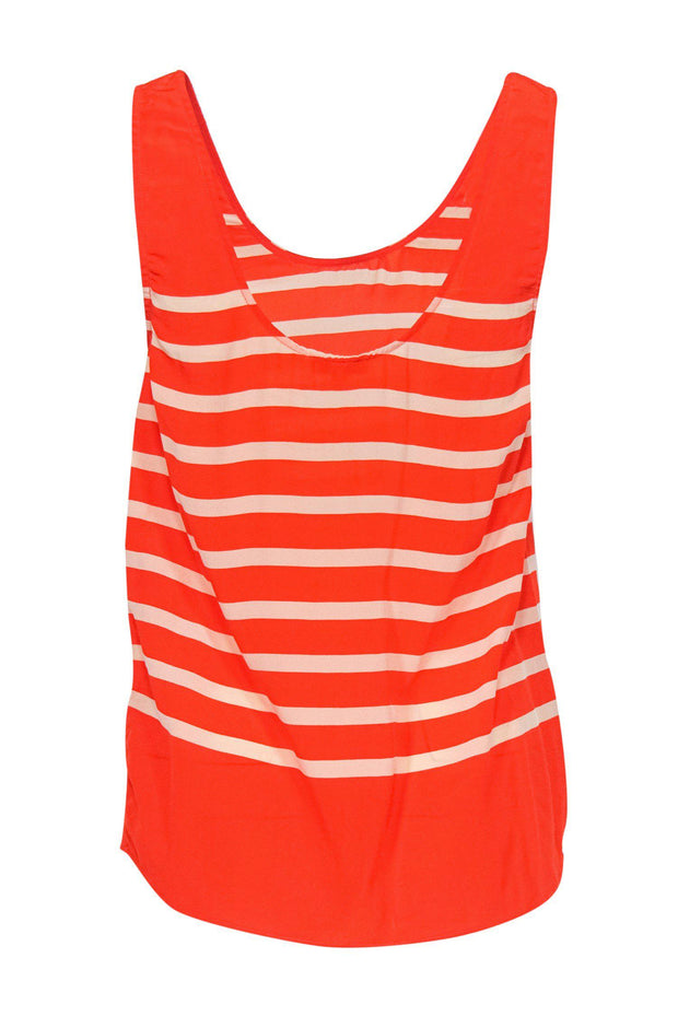 Current Boutique-Joie - Orange & Cream Striped Silk Tank Sz S