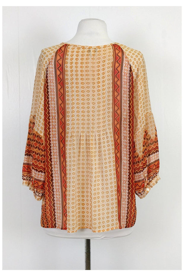 Current Boutique-Joie - Orange Printed Semi Sheer Top Sz M