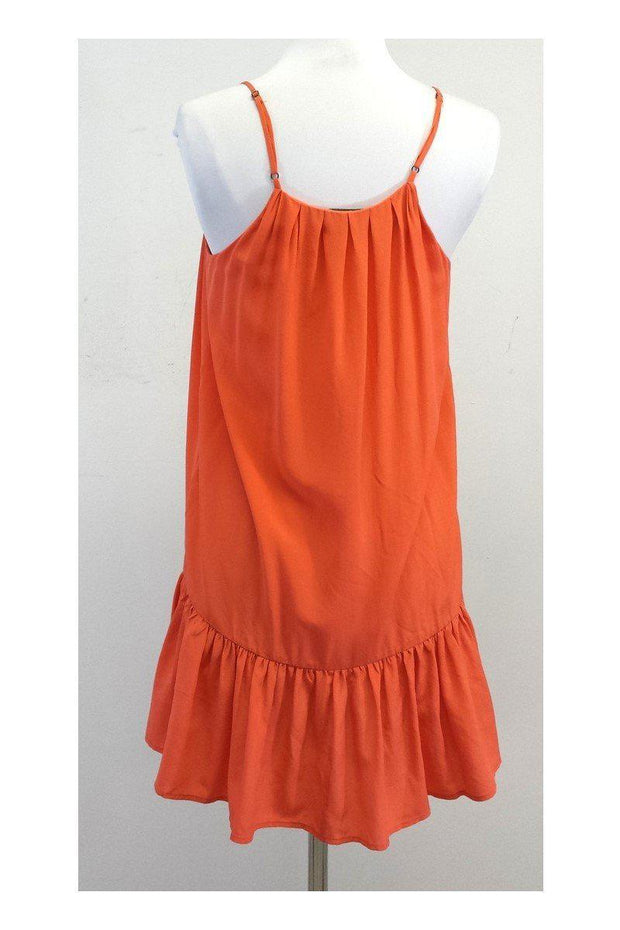 Current Boutique-Joie - Orange Silk Ruffle Spaghetti Strap Dress Sz S