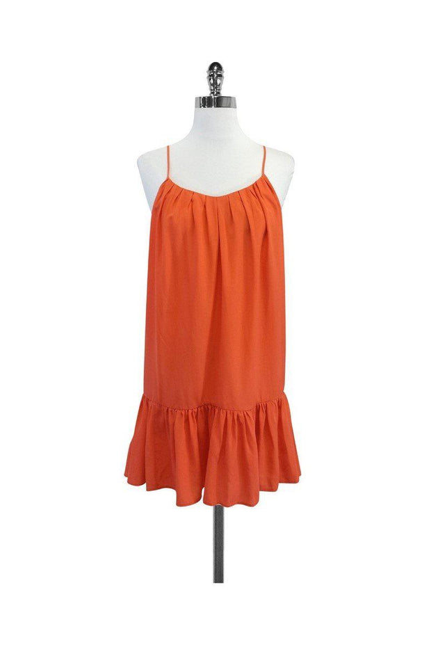 Current Boutique-Joie - Orange Silk Ruffle Spaghetti Strap Dress Sz S