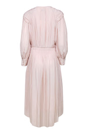 Current Boutique-Joie - Pale Pink Pleated Ruffled Long Sleeve Maxi Dress Sz L