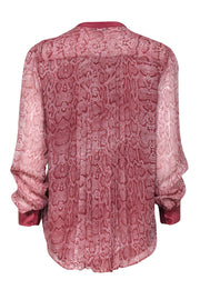 Current Boutique-Joie - Pale Pink Snake Print Silk Button Down Blouse Sz S