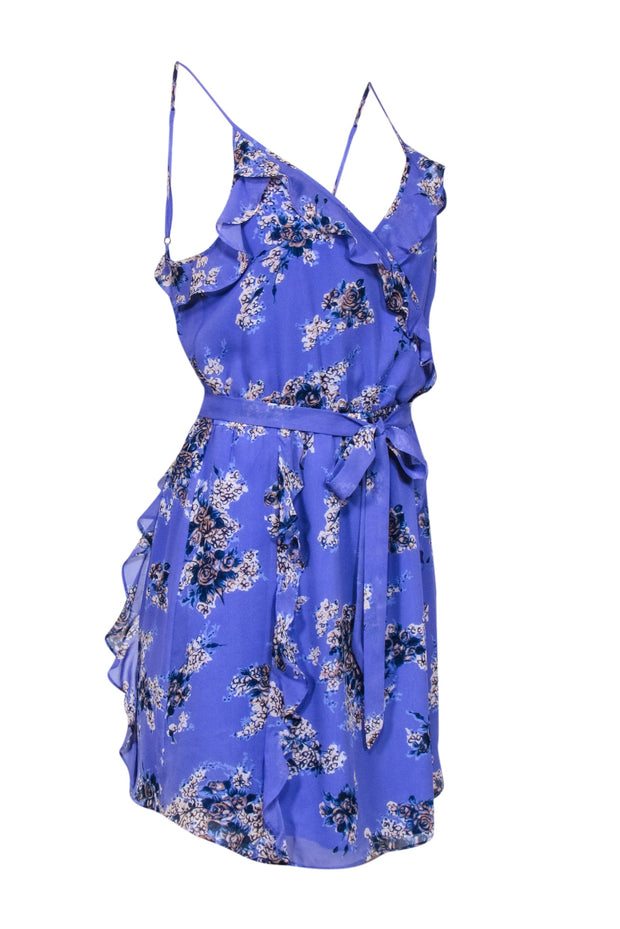 Current Boutique-Joie - Periwinkle Floral Print Sleeveless Dress w/ Ruffles Sz M