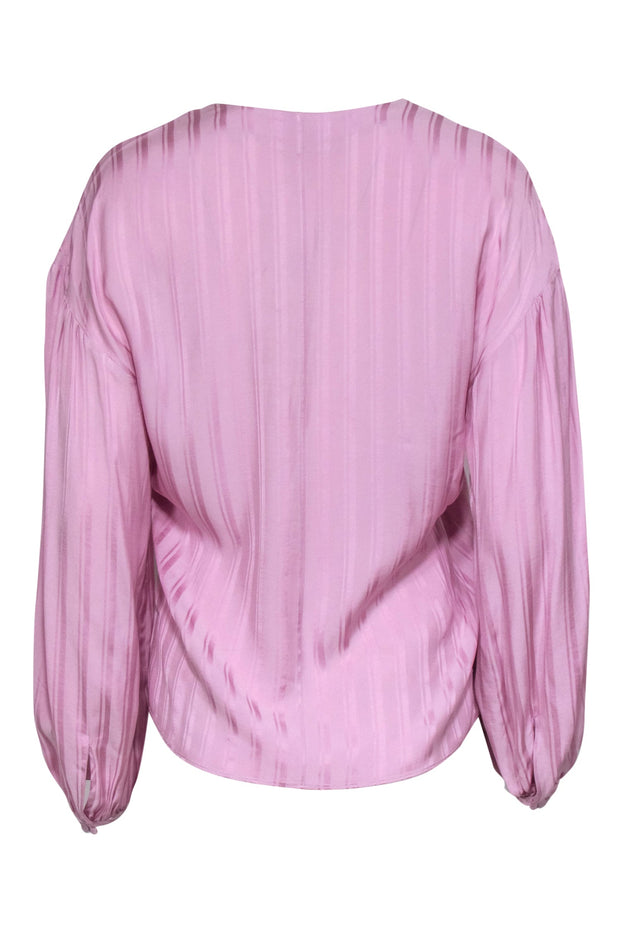 Current Boutique-Joie - Pink Satin Striped Button-Up Blouse Sz S