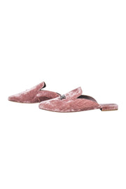 Current Boutique-Joie - Pink Velvet Mules w/ Jeweled Bee & Love Sz 8.5