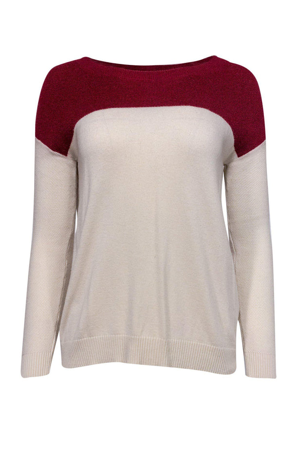 Current Boutique-Joie - Red & Ivory Colorblock Sweater Sz S