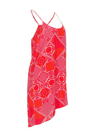 Current Boutique-Joie - Red & Pink Printed Silk Shift Dress Sz S