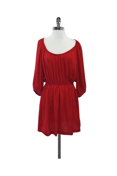 Current Boutique-Joie - Red Scoop Neck 3/4 Sleeve Dress Sz S