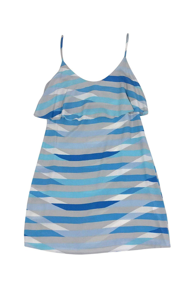 Current Boutique-Joie - Silk Blue & Grey Striped Dress Sz XXS