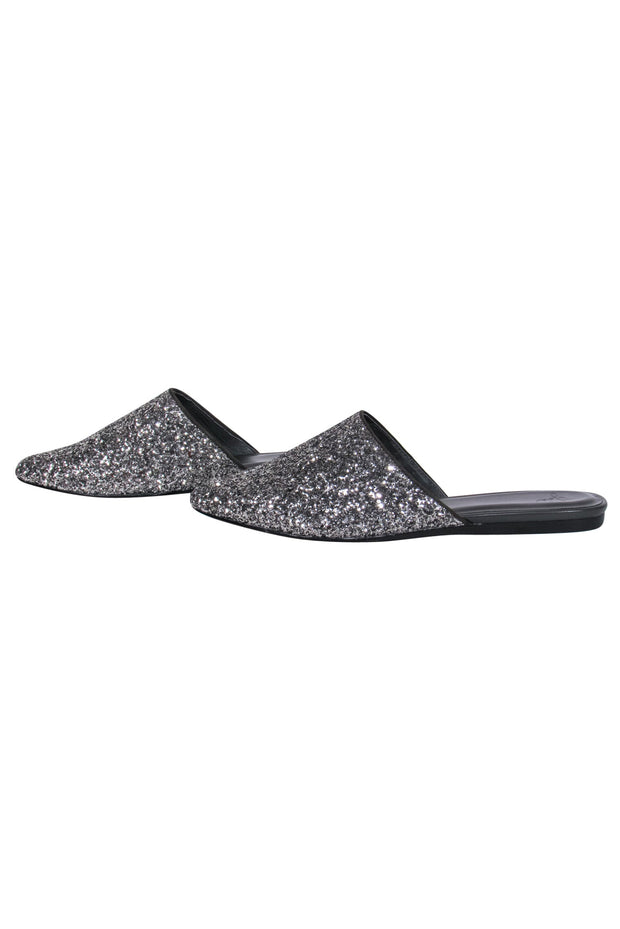 Current Boutique-Joie - Silver Sequin Pointed Toe Mules Sz 9