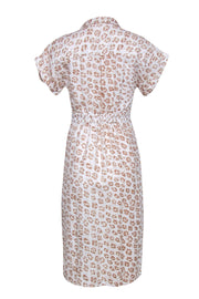 Current Boutique-Joie - White & Beige Leopard Print Button-Up Linen Midi Dress Sz XS