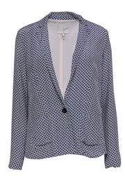 Current Boutique-Joie - White & Blue Printed Silk Slim Blazer Sz S