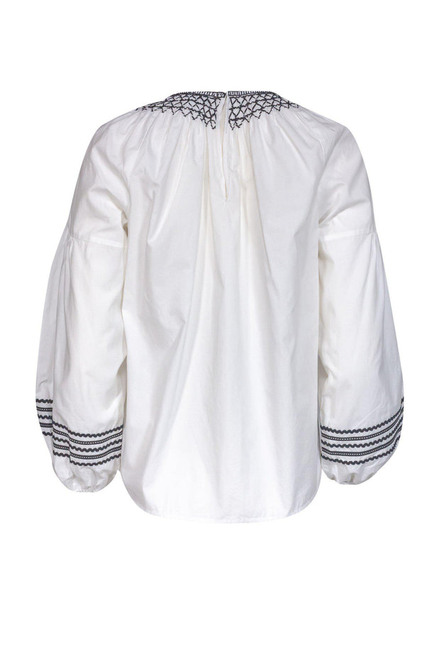 Current Boutique-Joie - White Cotton Embroidered Top Sz S