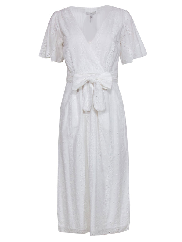Current Boutique-Joie - White Cotton Short Sleeve Eyelet Maxi Dress Sz 2