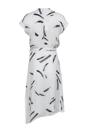 Current Boutique-Joie - White Midi Wrap Dress w/ Bold Navy Brush Strokes Sz S