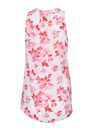 Current Boutique-Joie - White & Pink Sleeveless Floral Print Silk Top Sz XS