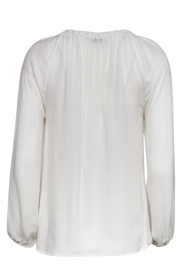 Current Boutique-Joie - White Silk Half Button-Up Blouse Sz S