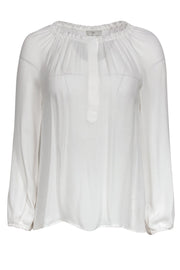 Current Boutique-Joie - White Silk Half Button-Up Blouse Sz S