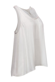 Current Boutique-Joie - White Silk Racerback Tank w/ Ribbed Lining Sz M