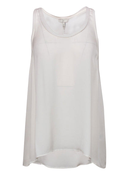 Current Boutique-Joie - White Silk Racerback Tank w/ Ribbed Lining Sz M