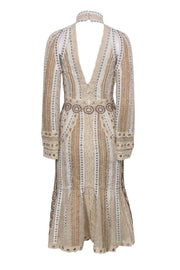 Current Boutique-Jonathan Simkhai - Beige & White Lace & Grommet Midi Dress w/ Cutouts Sz 2