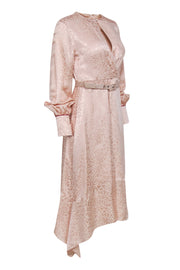Current Boutique-Jonathan Simkhai - Light Pink Leopard Print Jacquard Belted Midi Dress Sz 4