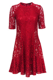Current Boutique-Joseph - Red Lace Cropped Sleeve Cocktail Dress Sz 0