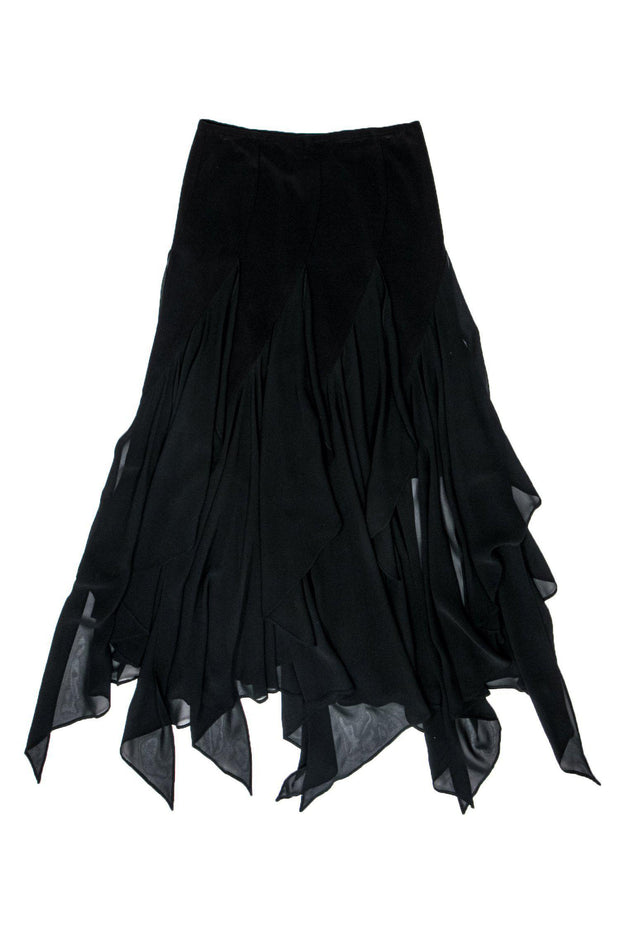 Current Boutique-Joseph Ribkoff - Black Flounce Maxi Skirt Sz 2