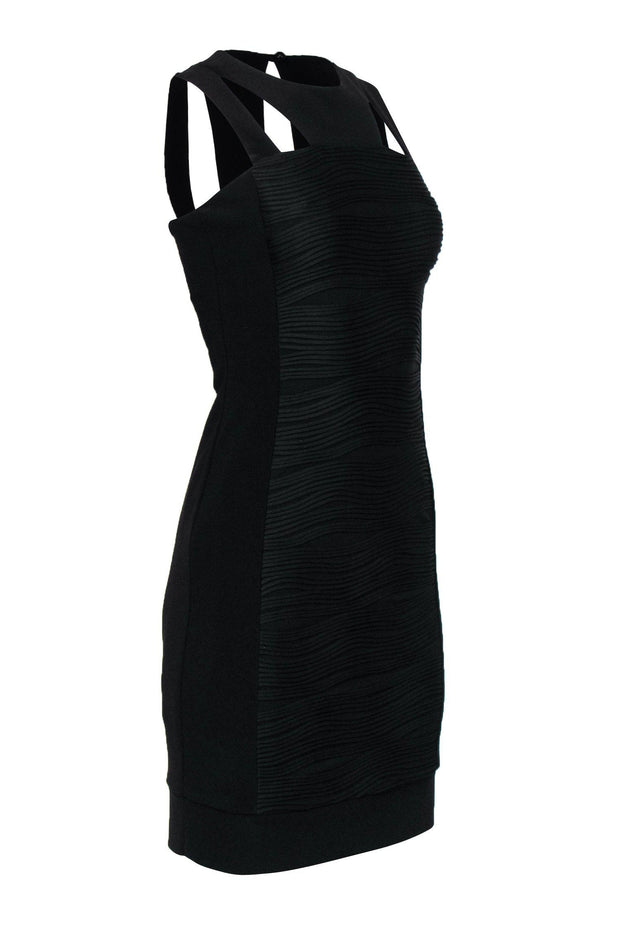 Current Boutique-Joseph Ribkoff - Black Ribbed Bodycon Dress w/ Cutouts Sz 2