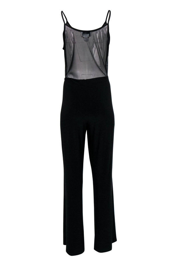 Current Boutique-Joseph Ribkoff - Black Wide Leg Jumpsuit w/ Mesh Top Sz 12