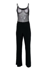 Current Boutique-Joseph Ribkoff - Black Wide Leg Jumpsuit w/ Mesh Top Sz 12