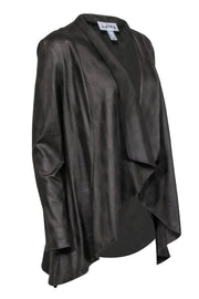Current Boutique-Joseph Ribkoff - Dark Green Asymmetrical Faux Leather Jacket Sz 12