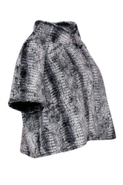 Current Boutique-Joseph Ribkoff - Grey Faux Fur Short Sleeve Jacket Sz 16