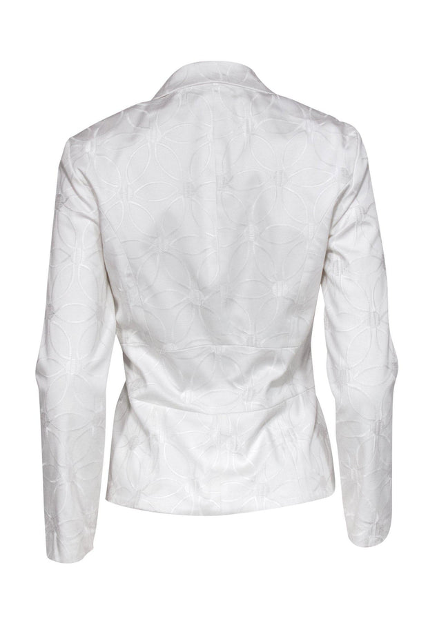 Current Boutique-Joseph Ribkoff - White Floral Embroidered Blazer w/ Single Floral Button Sz 4