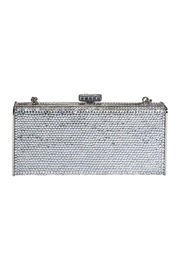 Current Boutique-Judith Leiber - Silver Crystal Box Clutch w/ Mirror & Coin Purse