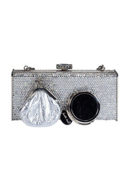 Current Boutique-Judith Leiber - Silver Crystal Box Clutch w/ Mirror & Coin Purse
