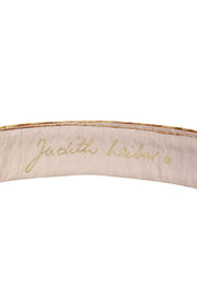 Current Boutique-Judith Leiber - Vintage Tan Snakeskin Belt w/ Gold Lion Clasp