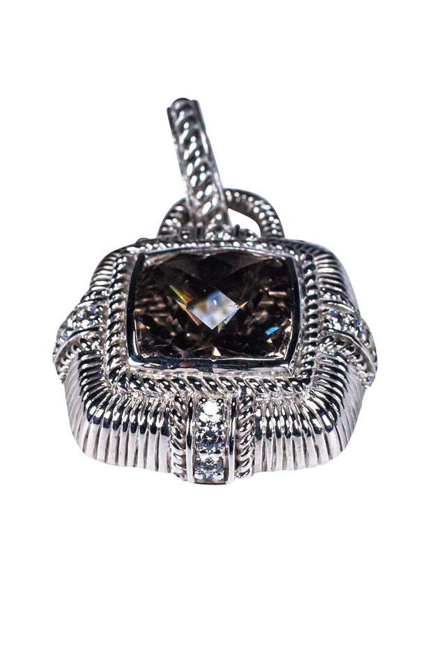 Current Boutique-Judith Ripka - Sterling Silver Square Pendant w/ Rope Design