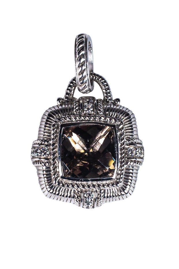 Current Boutique-Judith Ripka - Sterling Silver Square Pendant w/ Rope Design